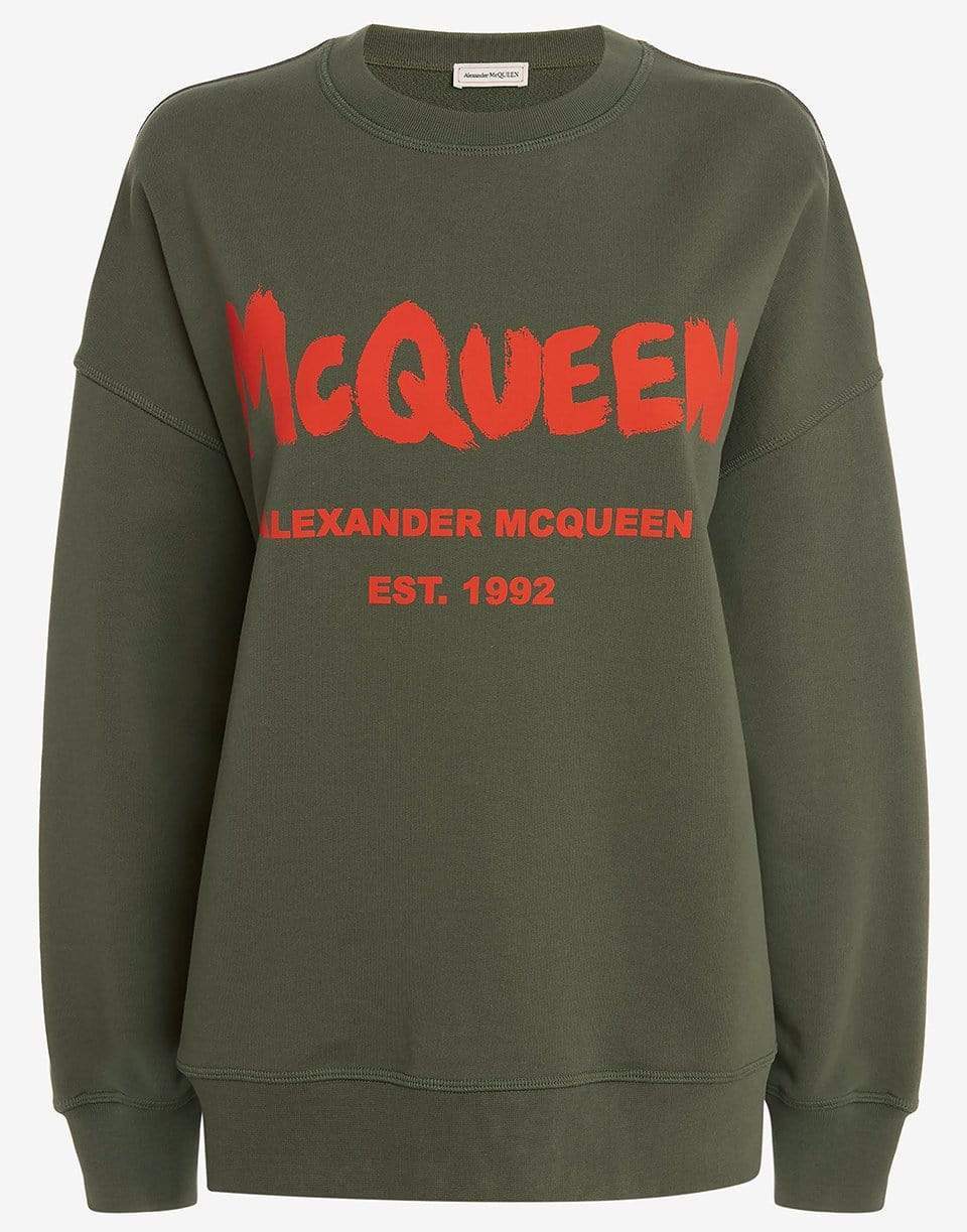 ALEXANDER MCQUEEN-Khaki McQueen Graffiti Sweatshirt-