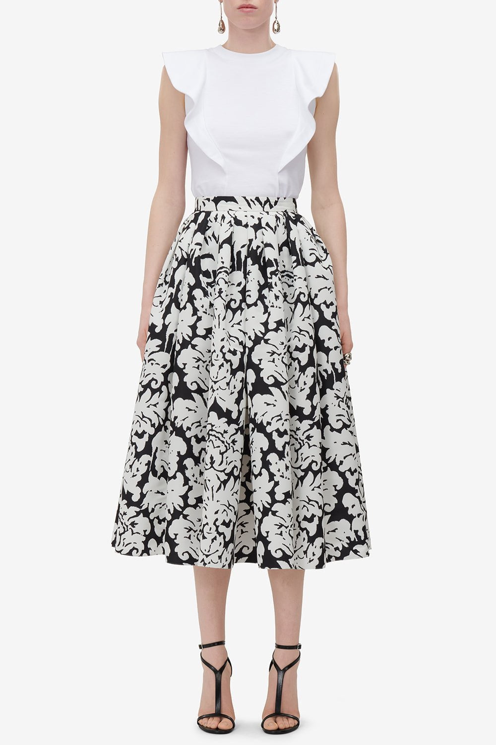 ALEXANDER MCQUEEN-Ruffle Sleeve T-Shirt-