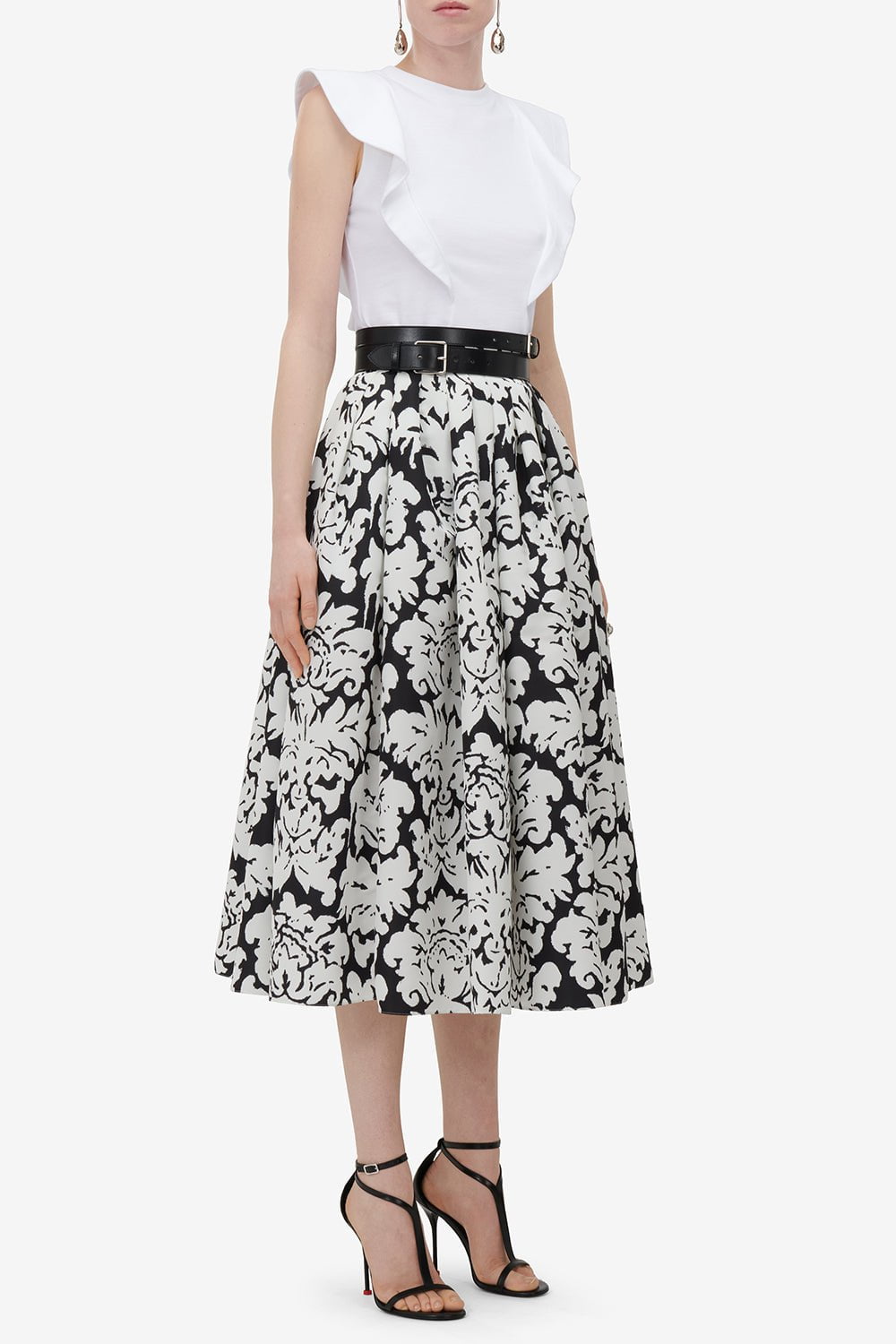 ALEXANDER MCQUEEN-Ruffle Sleeve T-Shirt-