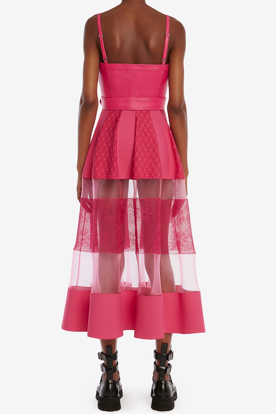 open lace back dress Zipped Leather Corset