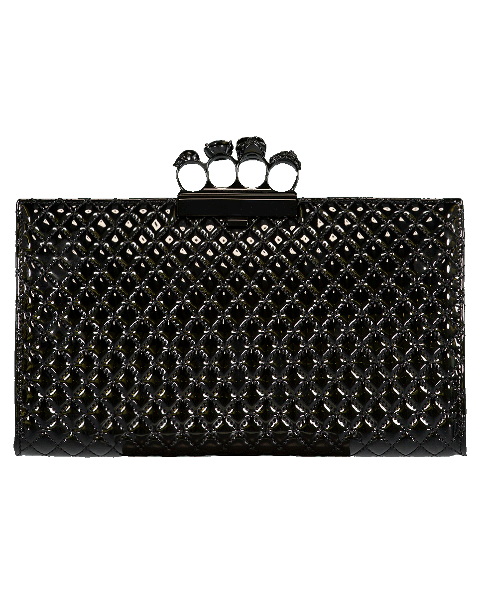 ALEXANDER MCQUEEN-Four Ring Skull Clutch-BLACK