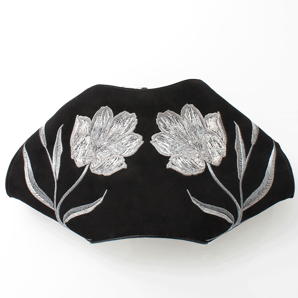 ALEXANDER MCQUEEN-De Manta Small Clutch-BLK/SLVR