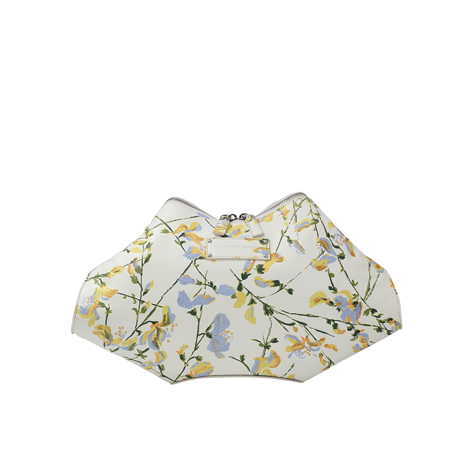 ALEXANDER MCQUEEN-De Manta Floral Print Clutch-CREAM