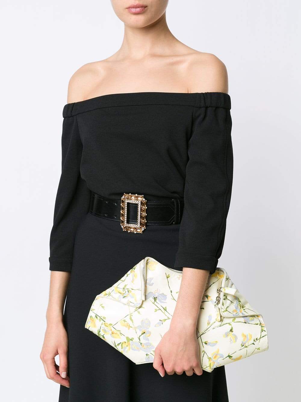 ALEXANDER MCQUEEN-De Manta Floral Print Clutch-CREAM