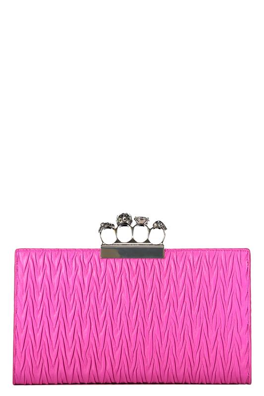 ALEXANDER MCQUEEN-Pleated Leather Pouch-FUSCHIA