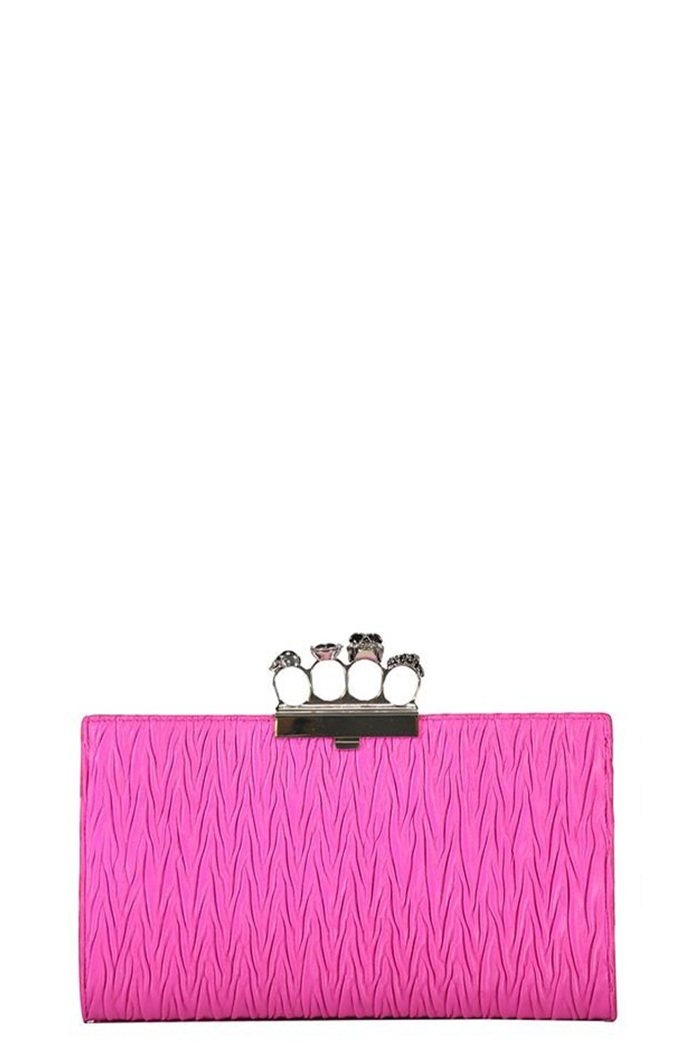 ALEXANDER MCQUEEN-Pleated Leather Pouch-FUSCHIA