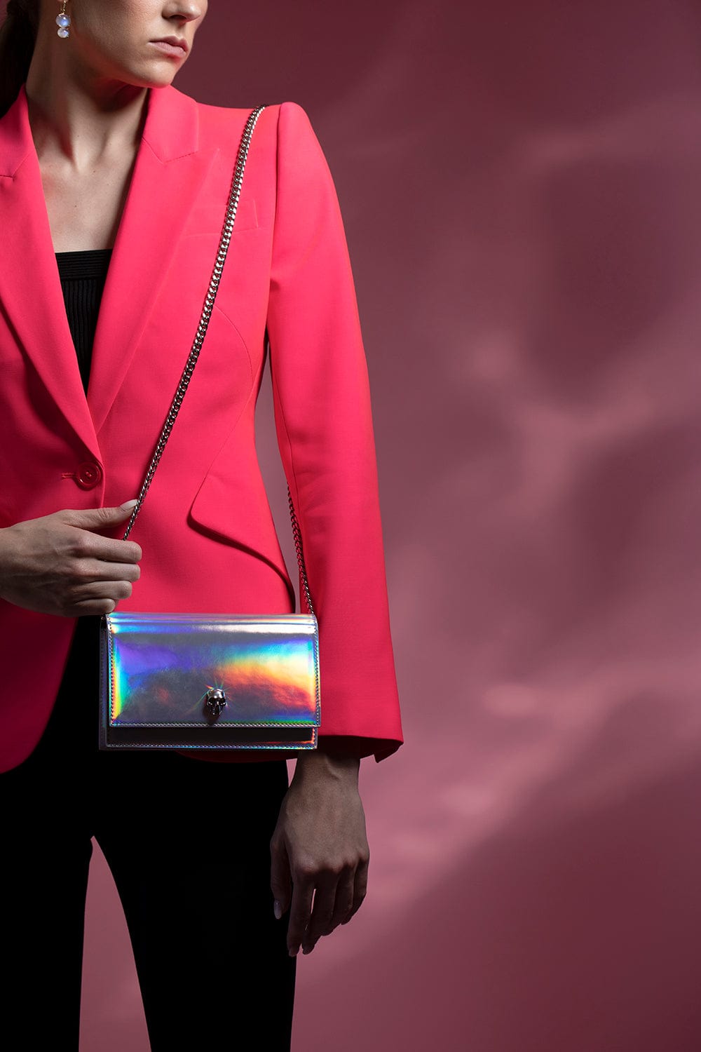 ALEXANDER MCQUEEN-Skull Mini Bag - Iridescent Silver-IRIDESCENT SILVER