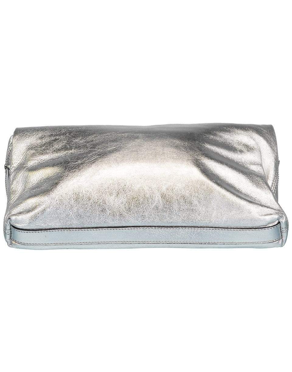 ALEXANDER MCQUEEN-Silver Skull Padlock Foldover Clutch-METALLIC