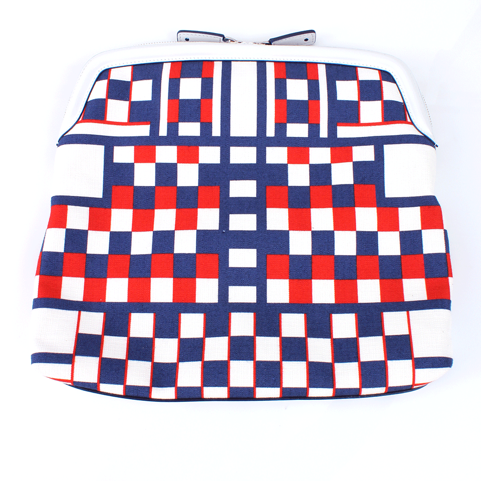 ALEXANDER MCQUEEN-Padlock Checkered Clutch-RED/BLUE