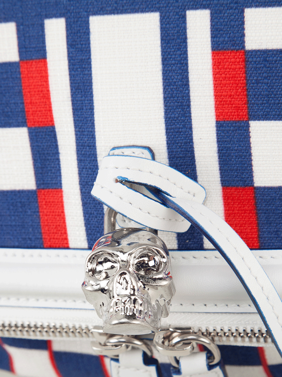 ALEXANDER MCQUEEN-Padlock Checkered Clutch-RED/BLUE