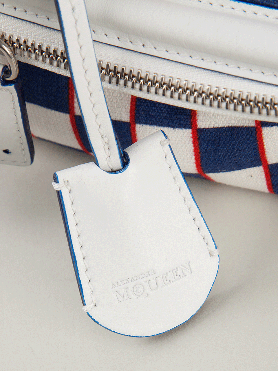 ALEXANDER MCQUEEN-Padlock Checkered Clutch-RED/BLUE