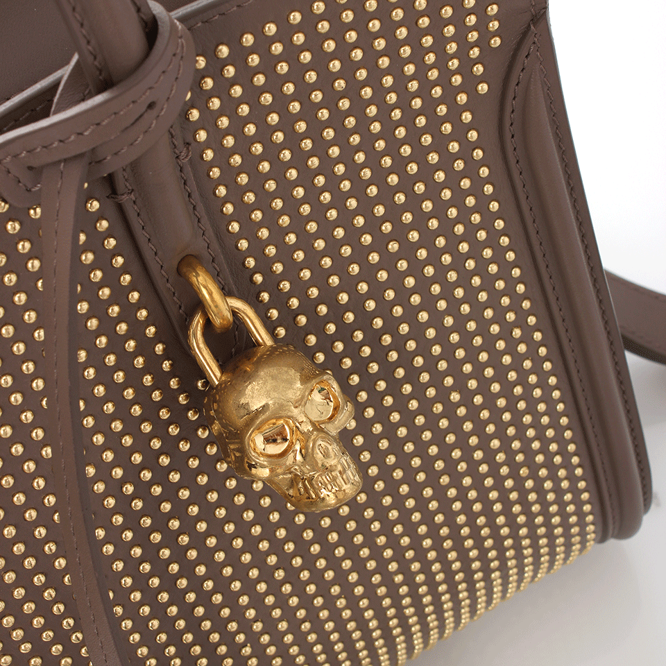 ALEXANDER MCQUEEN-Small Padlock Zip Around Tote-BRN/GOLD