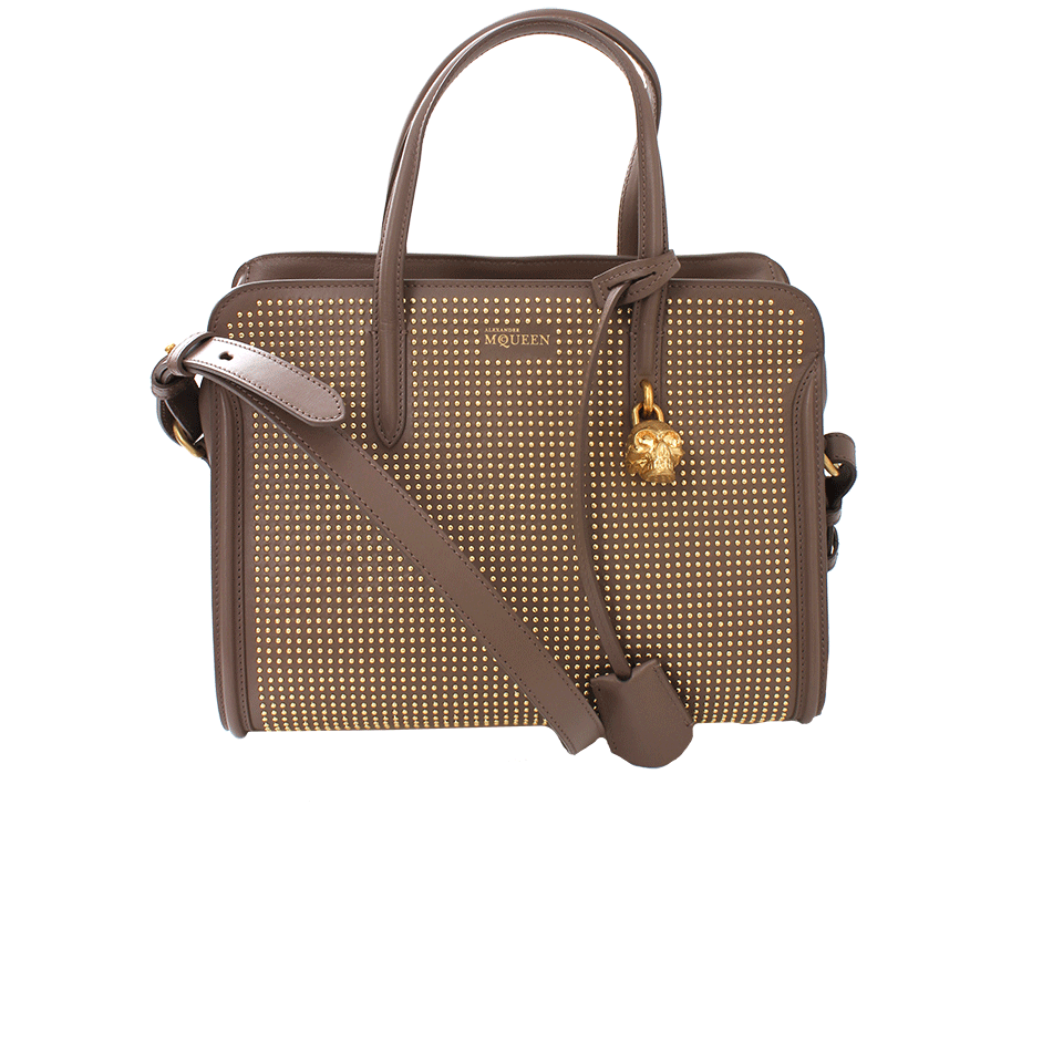 ALEXANDER MCQUEEN-Small Padlock Zip Around Tote-BRN/GOLD