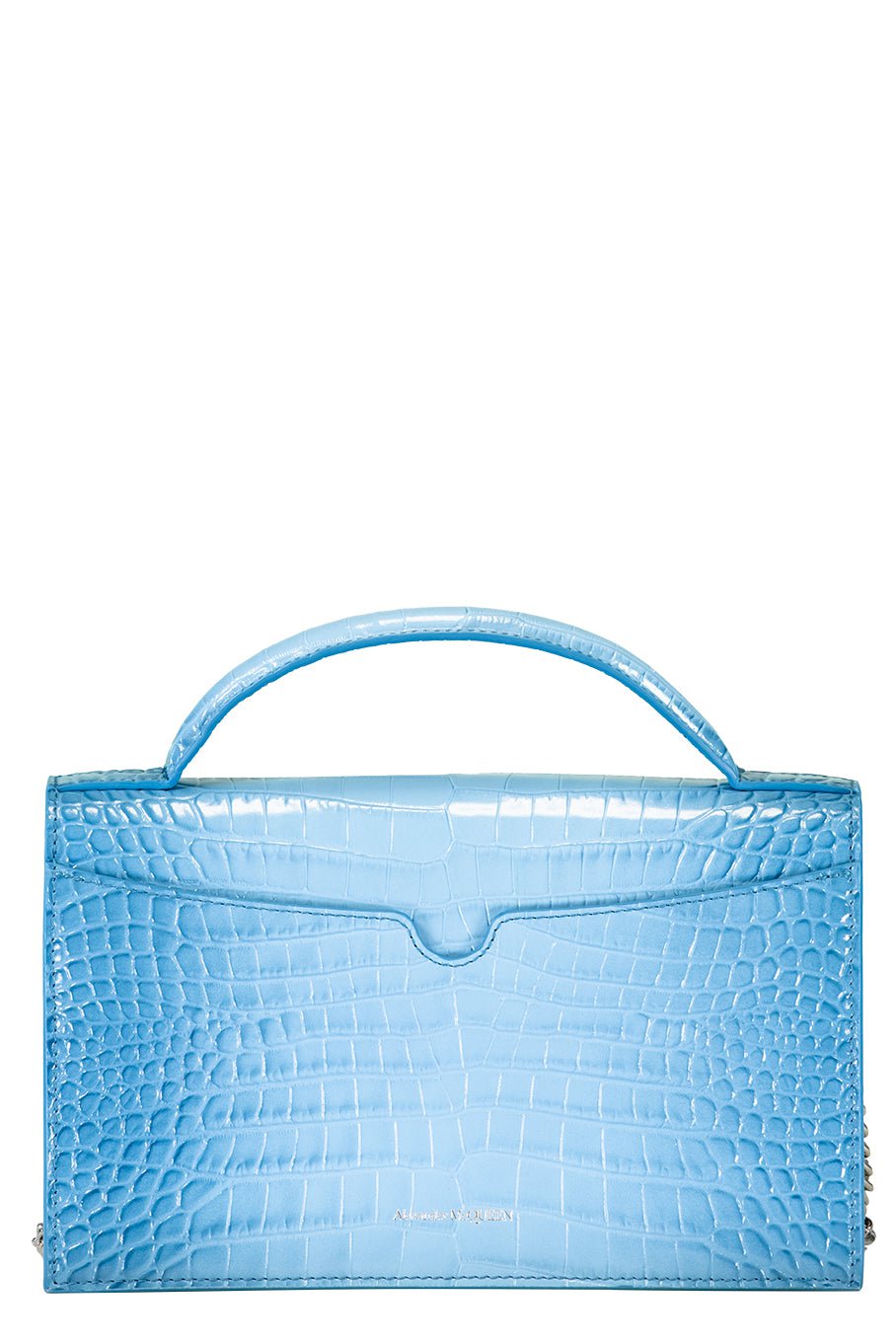 ALEXANDER MCQUEEN-Medium Croc Skull Bag-DGRDEBLU