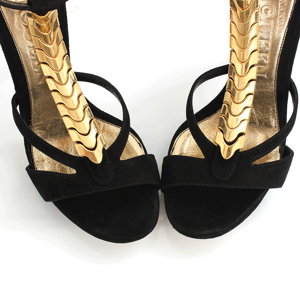 ALEXANDER MCQUEEN-Metal Chain Suede Sandal-