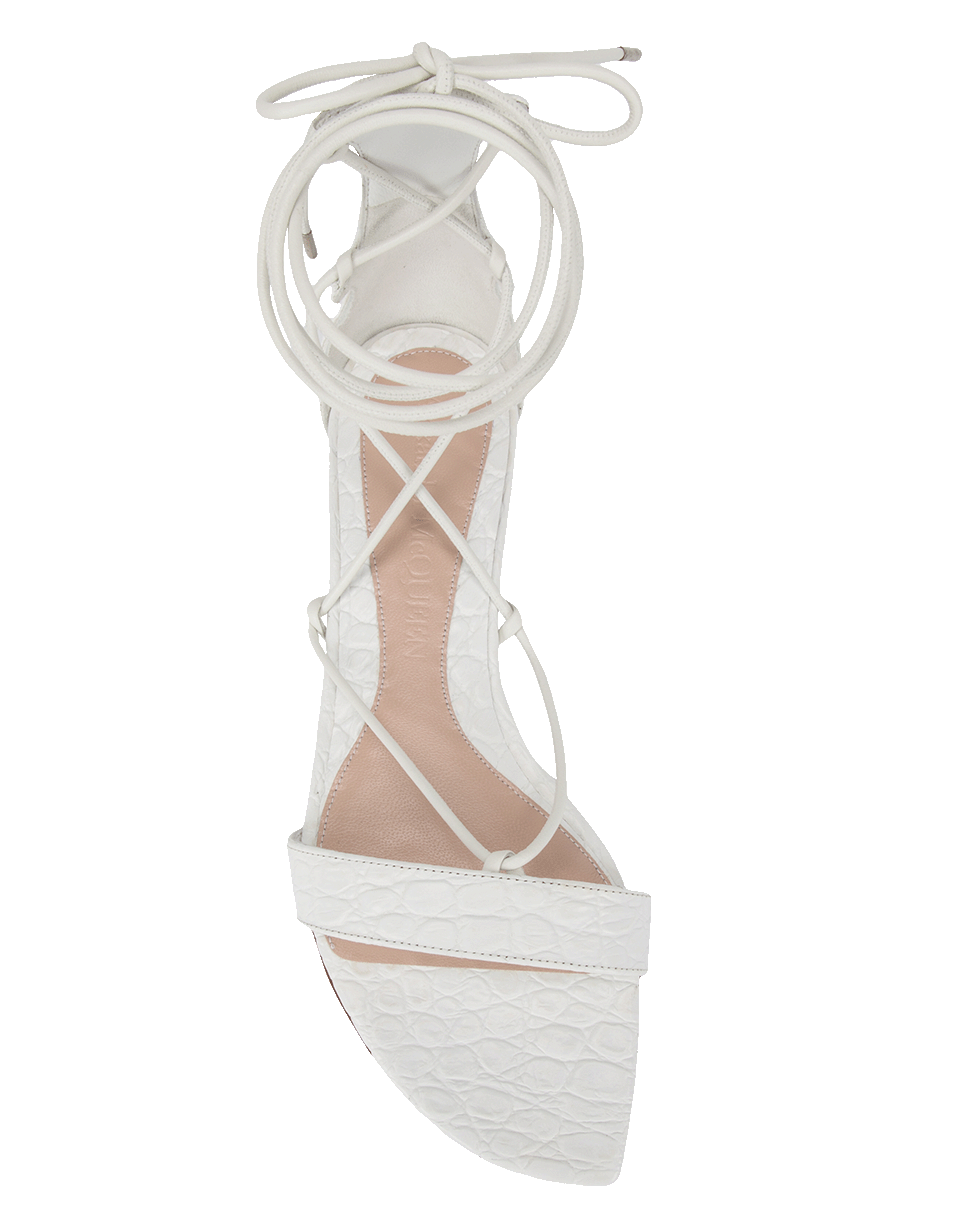 ALEXANDER MCQUEEN-Stamped Crocodile Ankle Wrap Sandal-