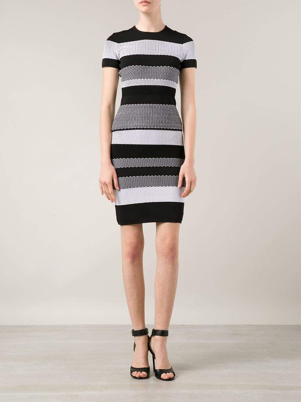 ALEXANDER WANG-Bi-Color Mesh Stripe Pull-On Skirt-