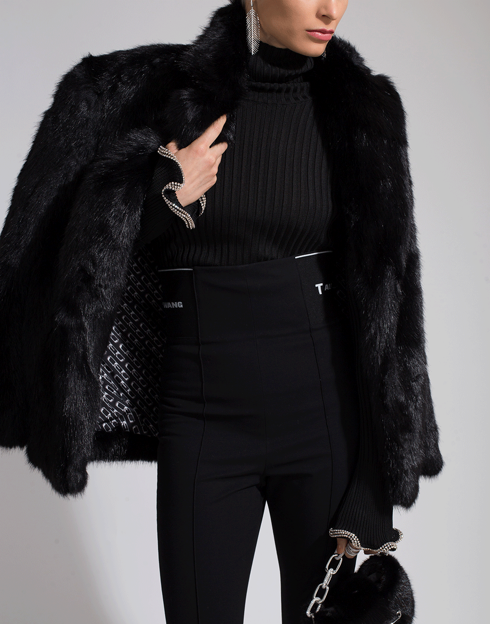 ALEXANDER WANG-Turtleneck Stacked Crystal Cuff Top-