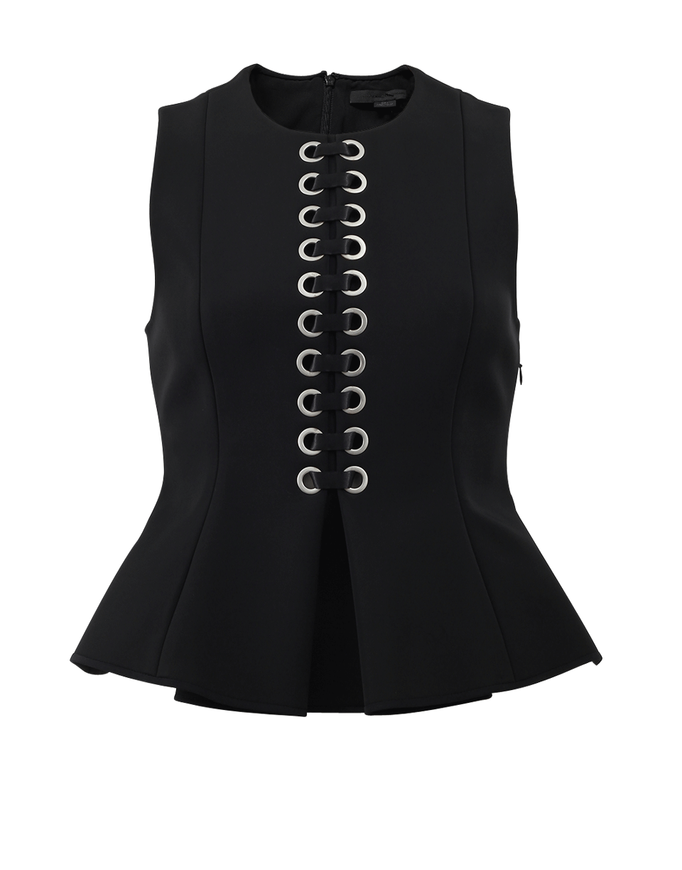 ALEXANDER WANG-Grommet Laced Peplum Top-