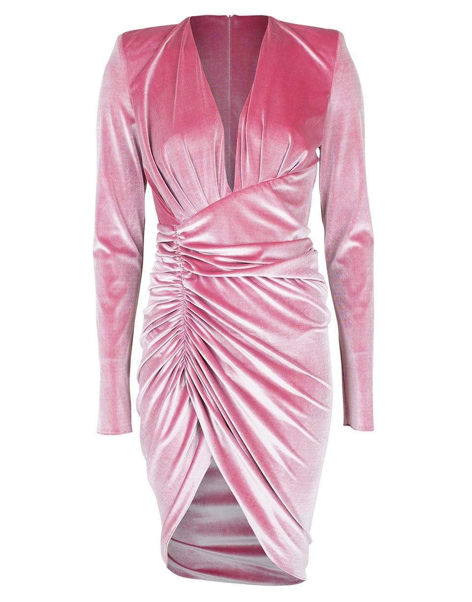 ALEXANDRE VAUTHIER-Long Sleeve V-Neck Velvet Dress-