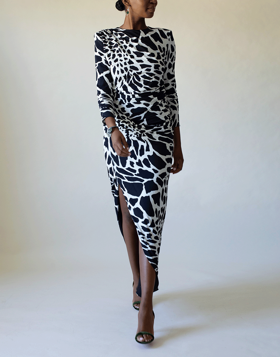 ALEXANDRE VAUTHIER-Long Sleeve Giraffe Print Dress-