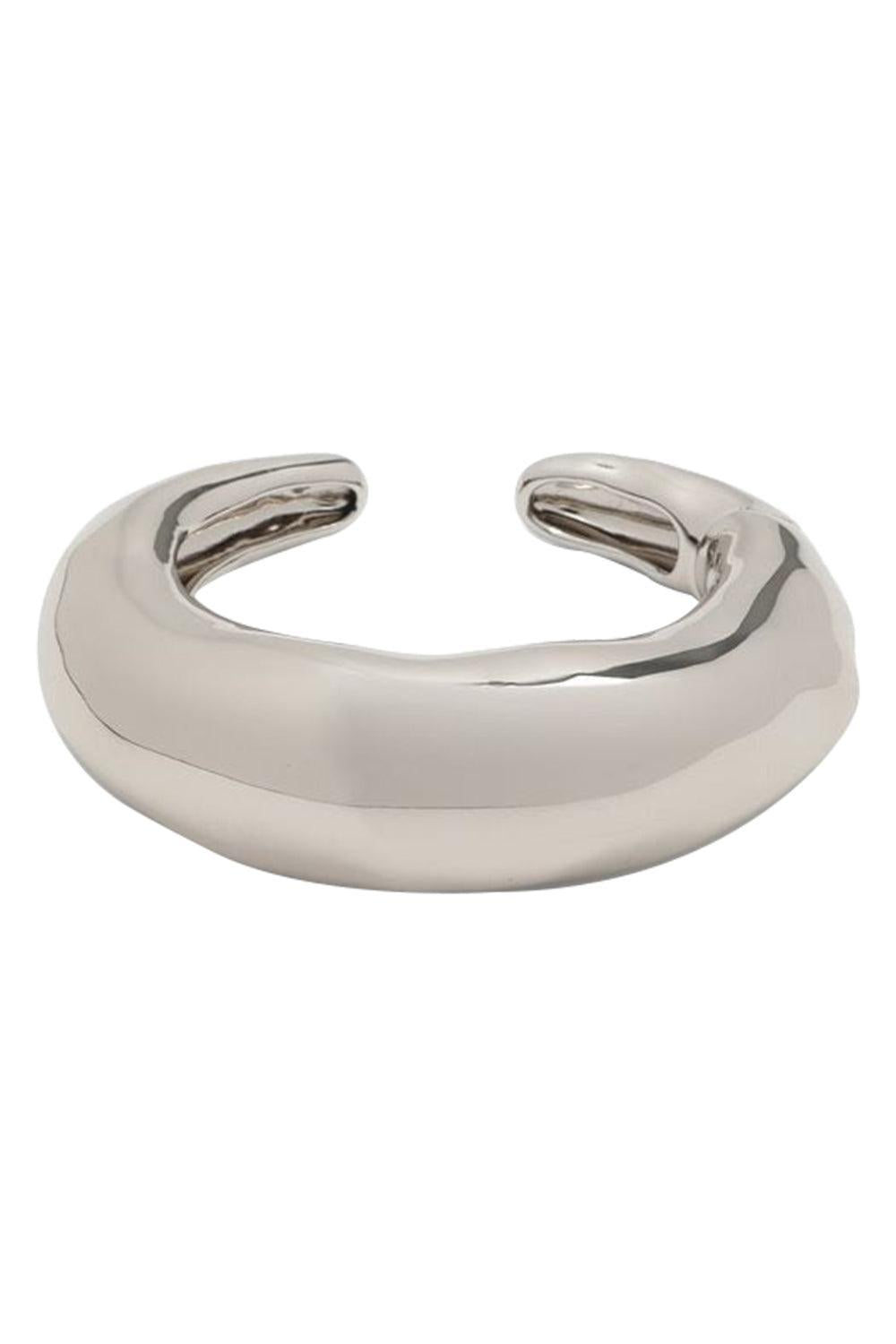 Large Molten Hinge Cuff - Rhodium