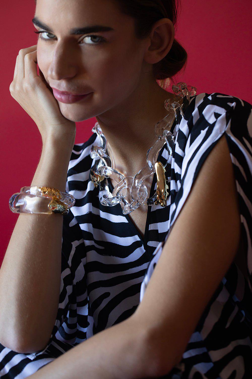 ALEXIS BITTAR-Small Dream Rain Hinge Bracelet-CLEAR