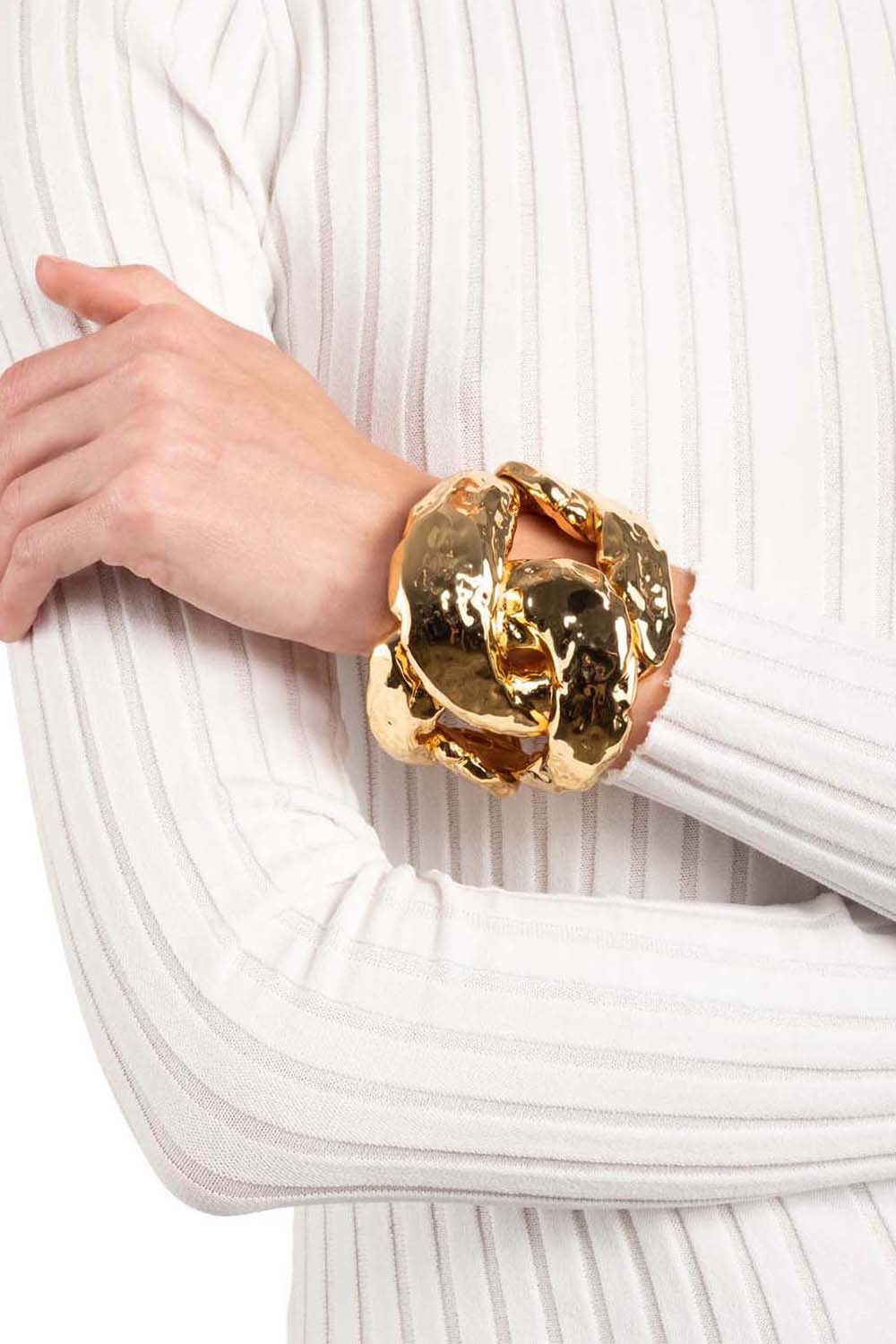 ALEXIS BITTAR-Brut Large Curb Link Cuff Bracelet-GOLD
