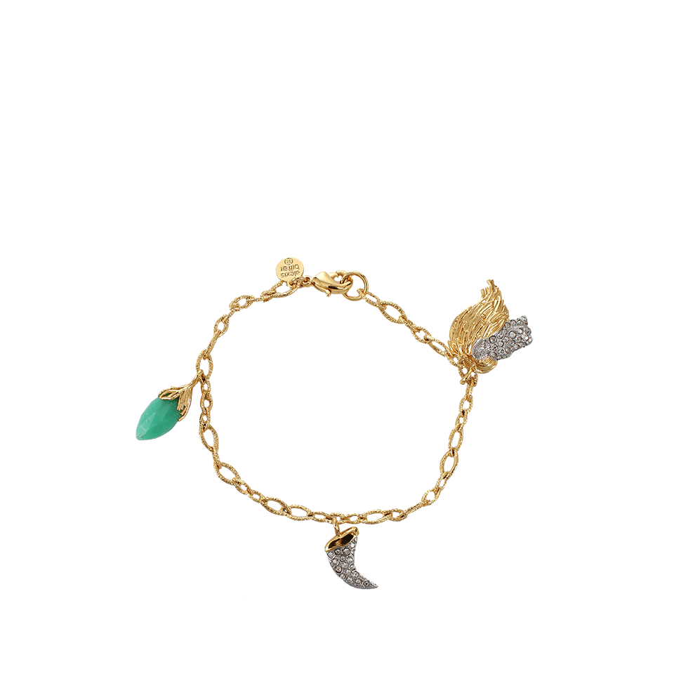 ALEXIS BITTAR-Crystal Lion Charm Bracelet-GOLD