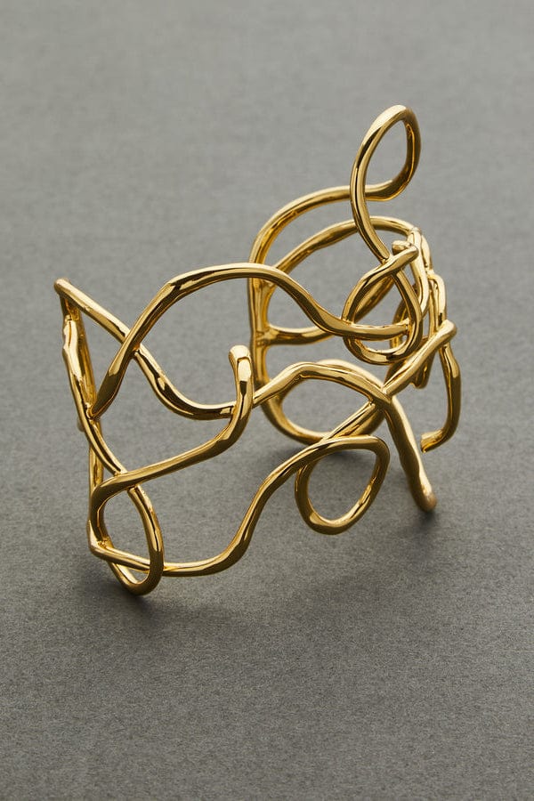 ALEXIS BITTAR-Large Twisted Gold Cuff-GOLD