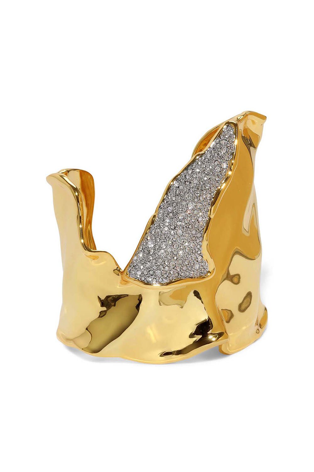 ALEXIS BITTAR-Solanales Crystal Folded Cuff Bracelet-GOLD