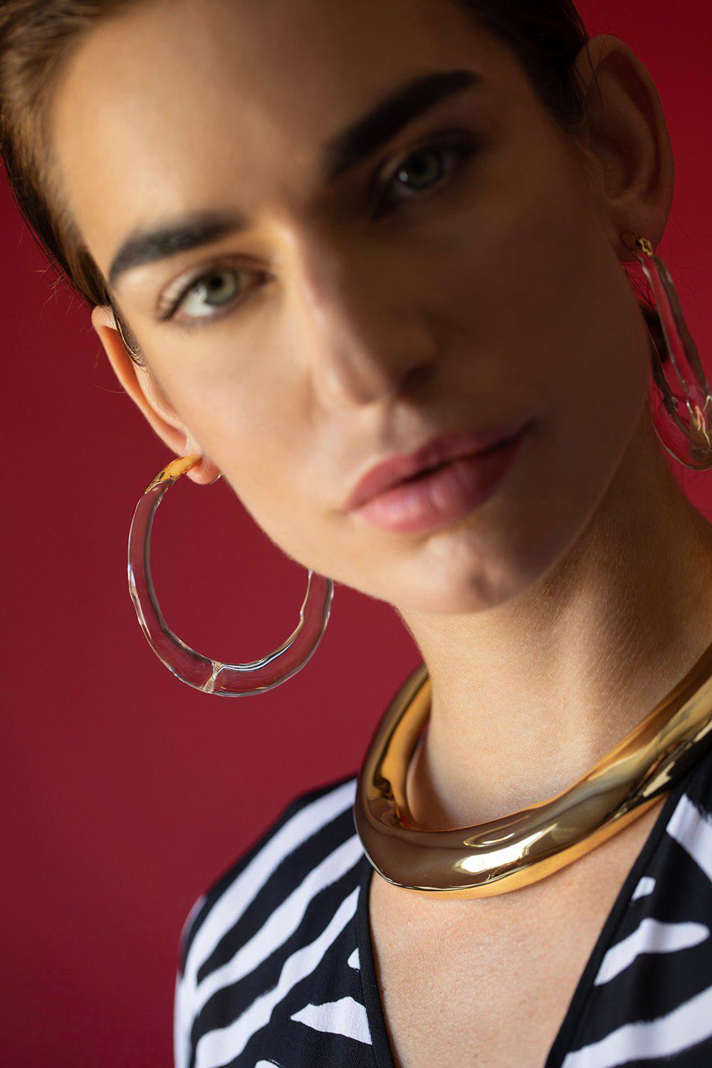 ALEXIS BITTAR-Large Lucite Molten Clear Hoop Earrings-CLEAR