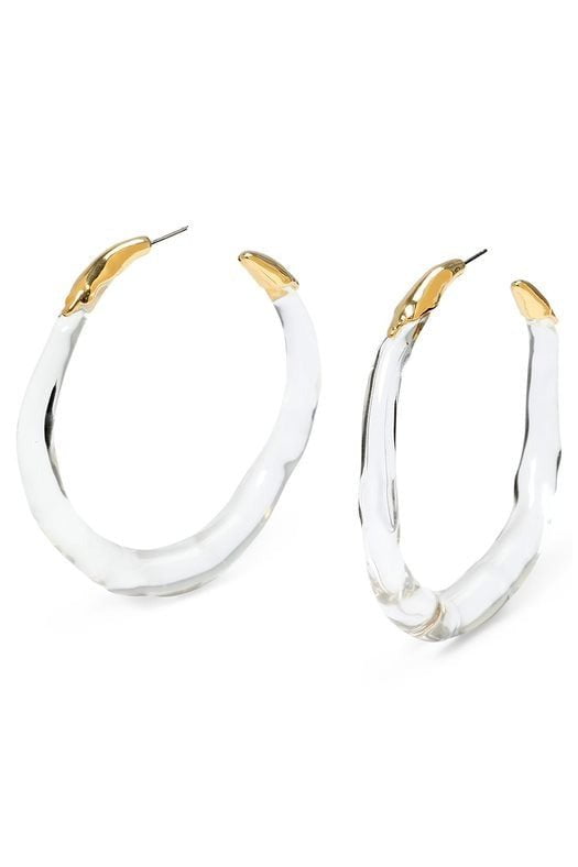 Large Lucite Molten Clear Hoop Earrings