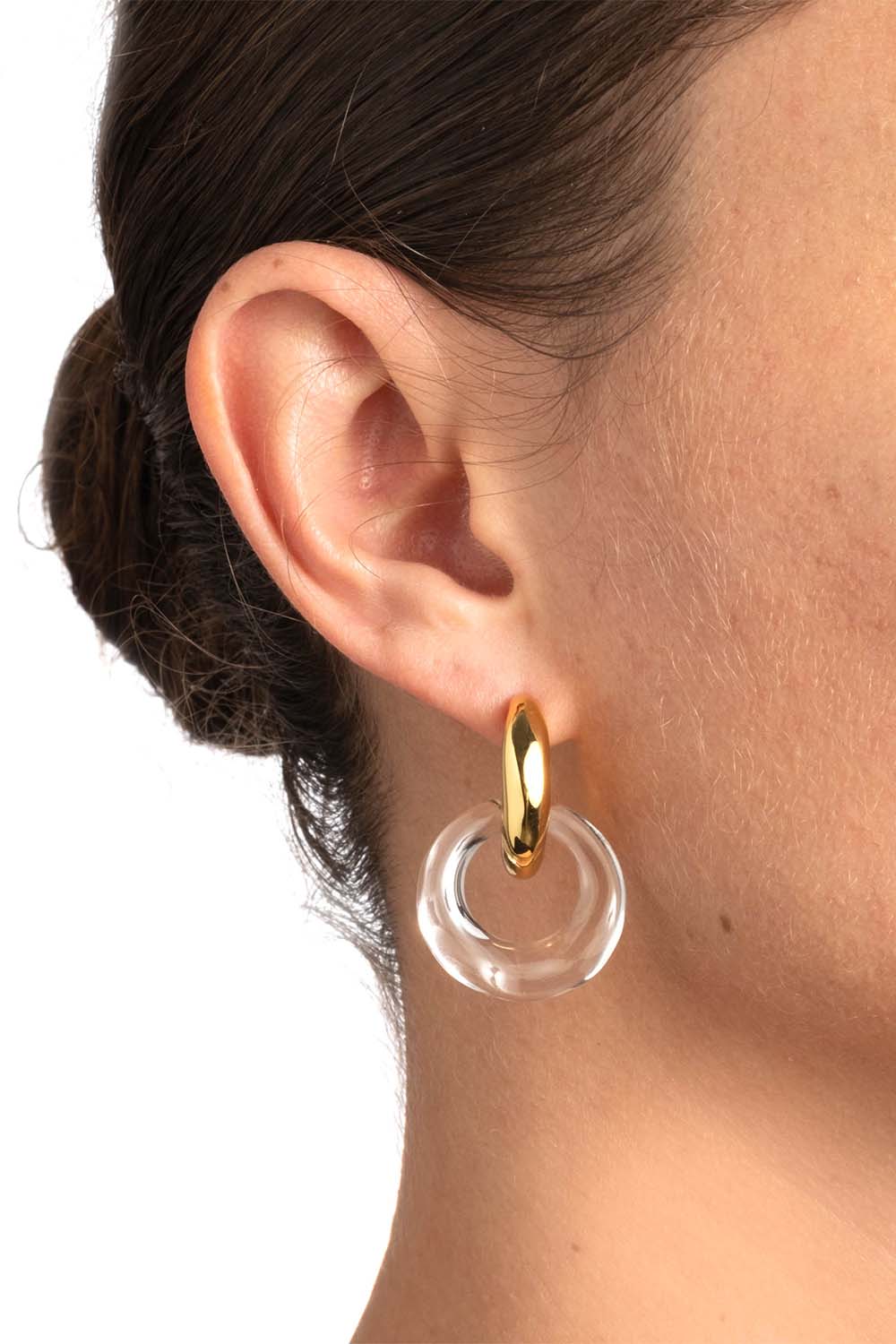 ALEXIS BITTAR-Liquid Lucite Door Knocker Earrings - Clear-CLEAR