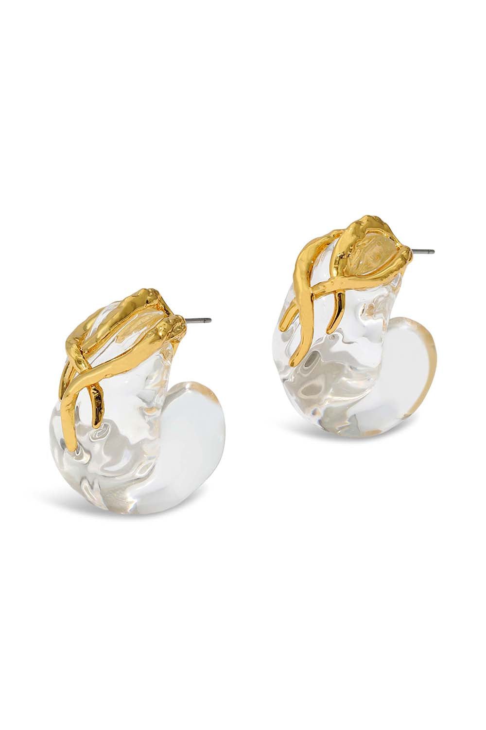 ALEXIS BITTAR-Liquid Vine Lucite Small Hoop Earrings-CLEAR