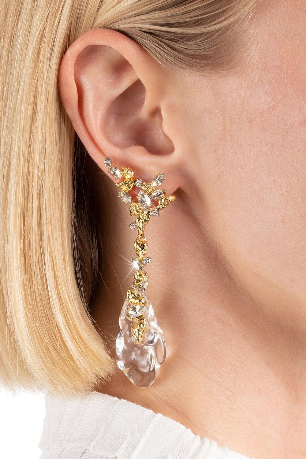ALEXIS BITTAR-Lucite Molten Large Drop Hoop Earrings-CLEAR
