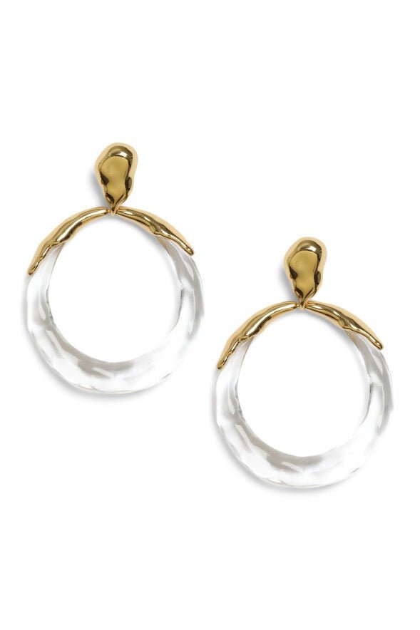 ALEXIS BITTAR-Lucite Molten Large Drop Hoop Earrings-CLEAR
