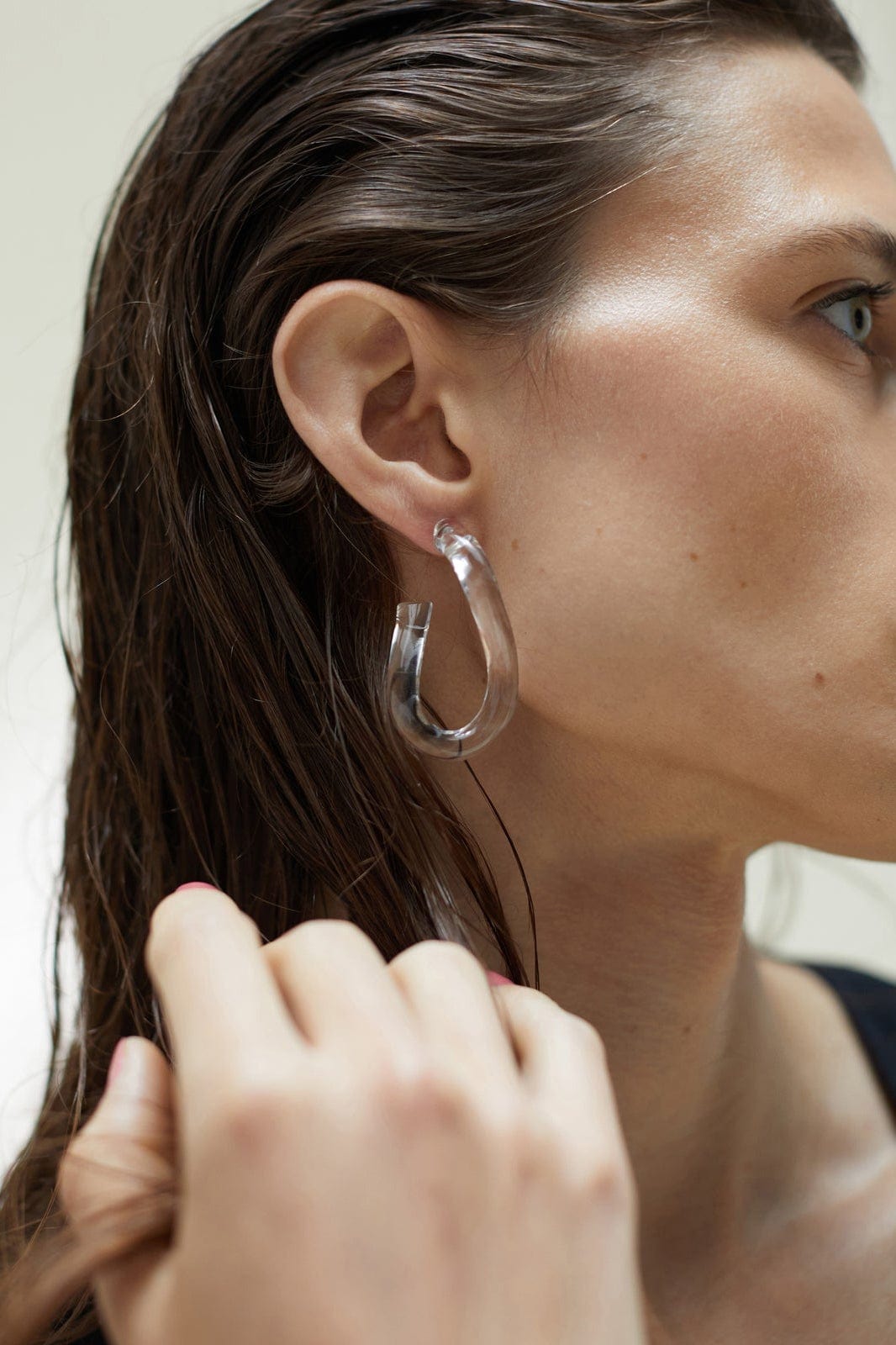 ALEXIS BITTAR-Clear Twist Hoop Earrings-CLEAR