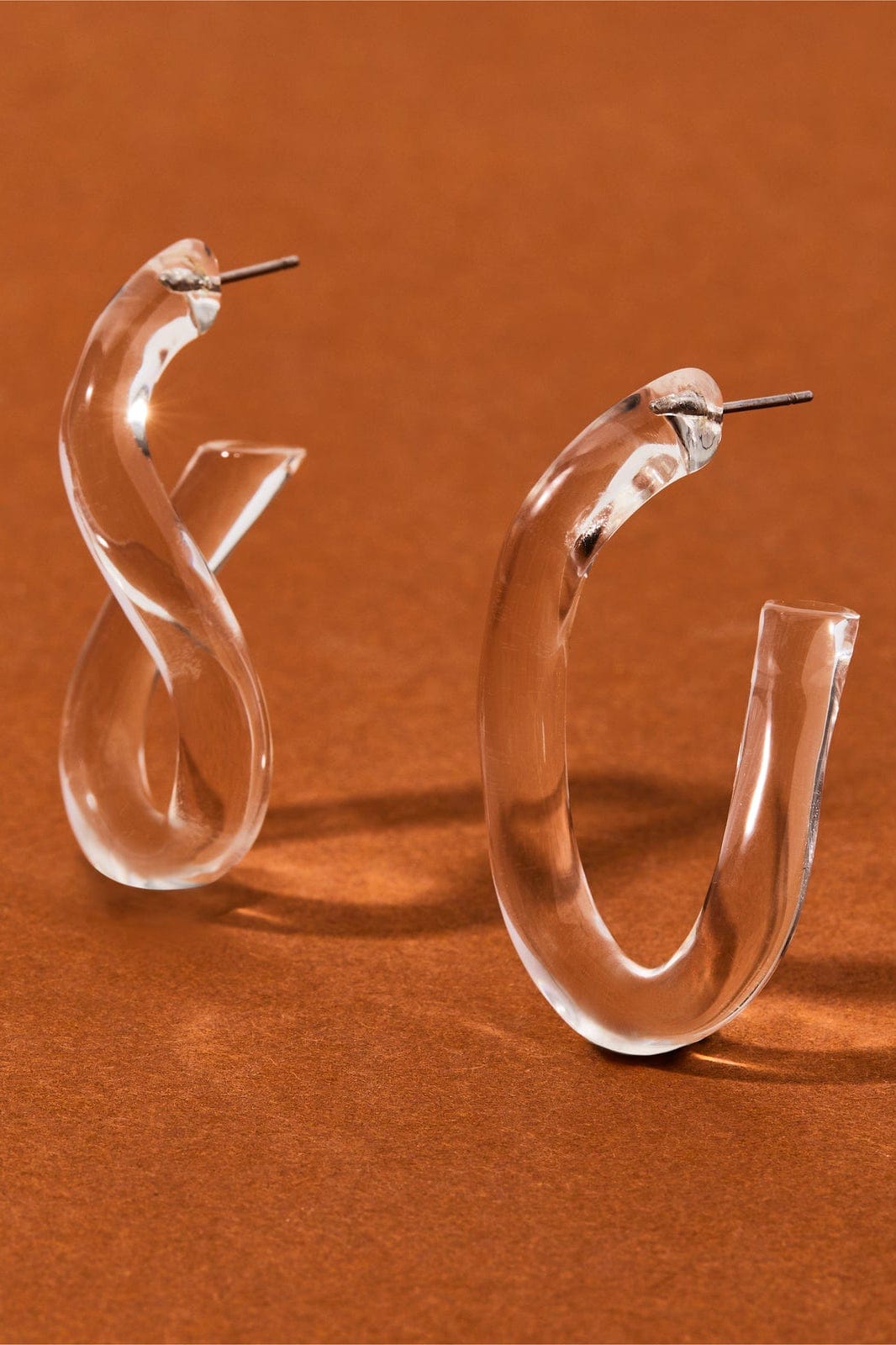 ALEXIS BITTAR-Clear Twist Hoop Earrings-CLEAR