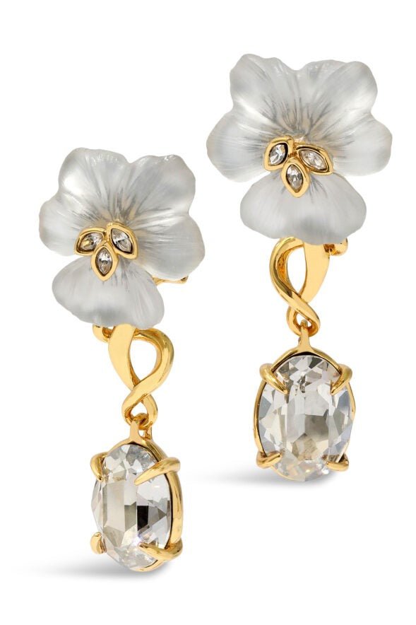 ALEXIS BITTAR-Pansy Lucite Crystal Drop Earrings-CRYSTAL