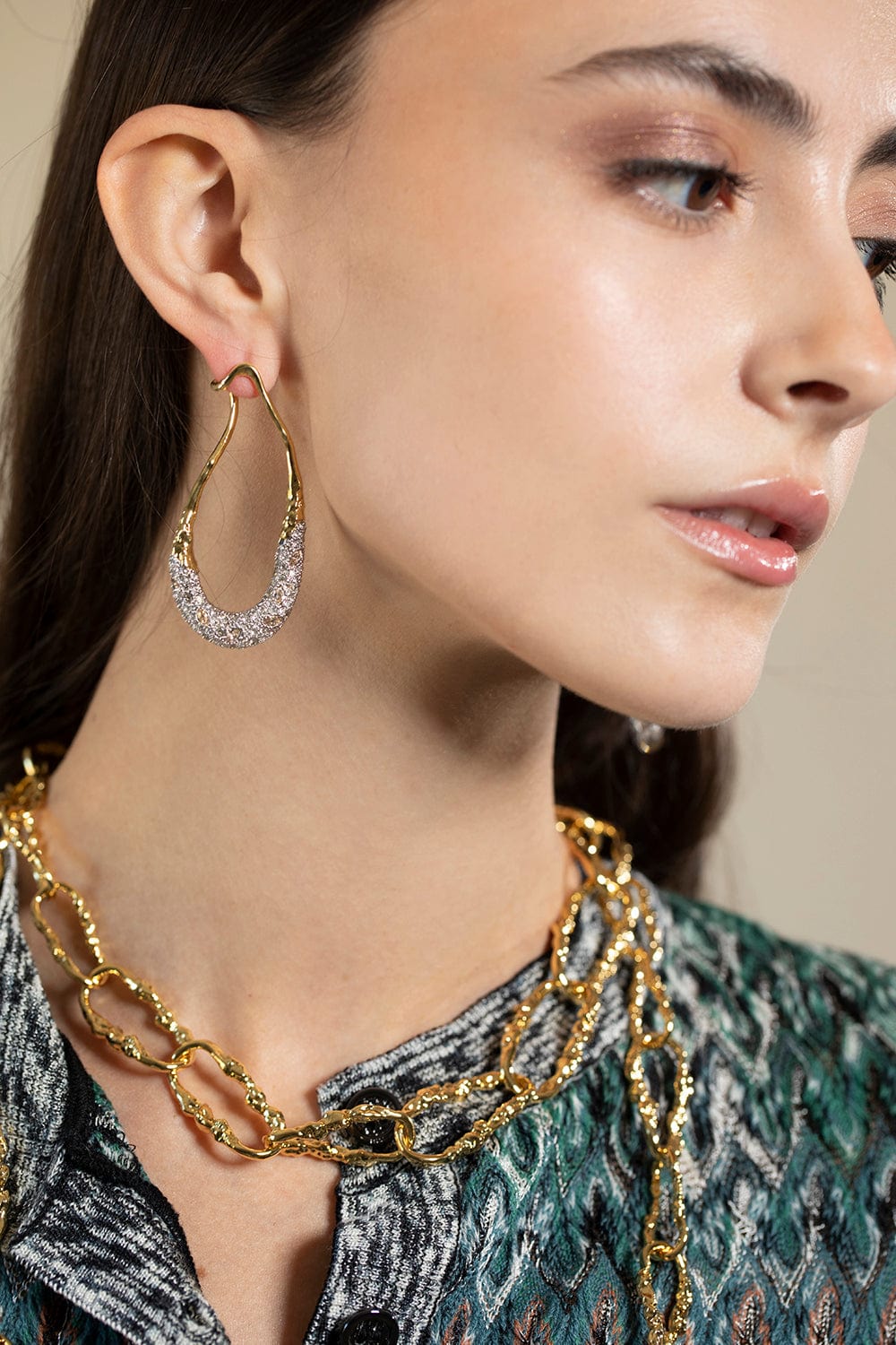 ALEXIS BITTAR-Solaneles Crystal Link Earring-CRYSTAL