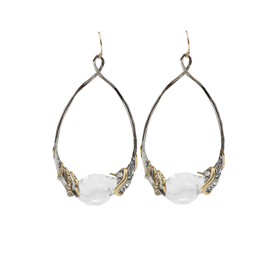 ALEXIS BITTAR-Vine Wrapped Pave Hoop Earrings-CRYSTAL