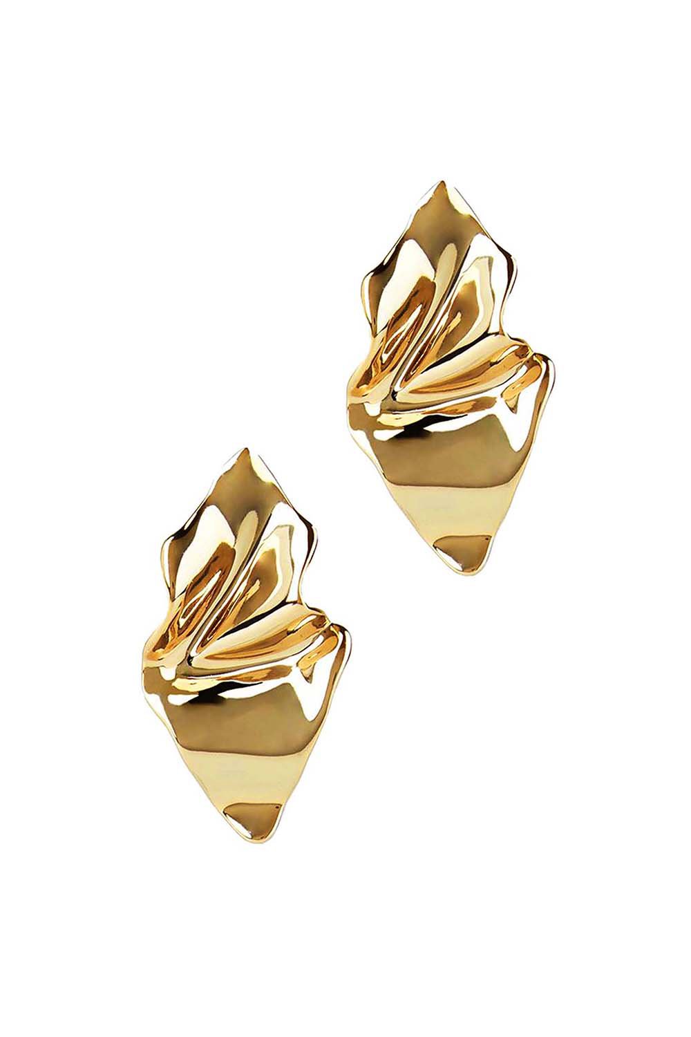 ALEXIS BITTAR-Crumpled Small Post Earrings-GOLD