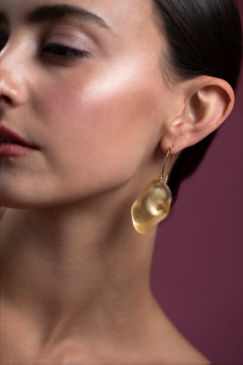 ALEXIS BITTAR-Gold Organic Disc Drop Earrings-GOLD