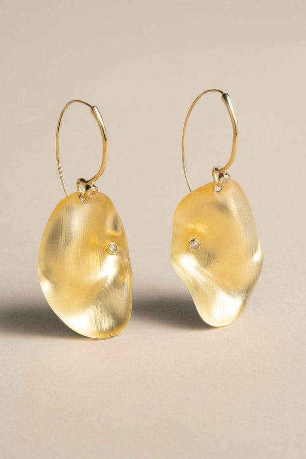 ALEXIS BITTAR-Gold Organic Disc Drop Earrings-GOLD