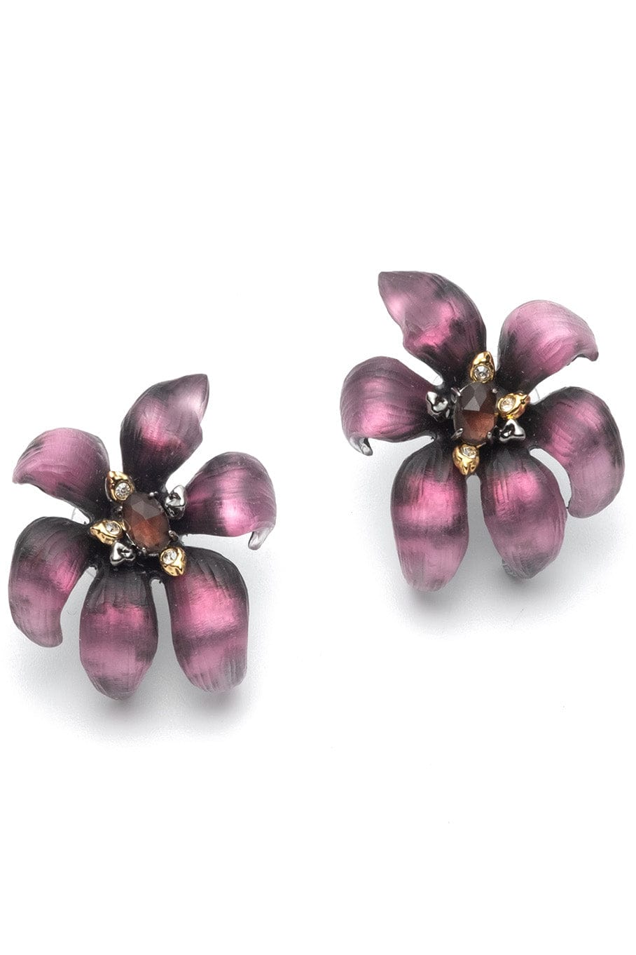 ALEXIS BITTAR-Magenta Burnt Fleur Small Flower Studs-MAGENTA