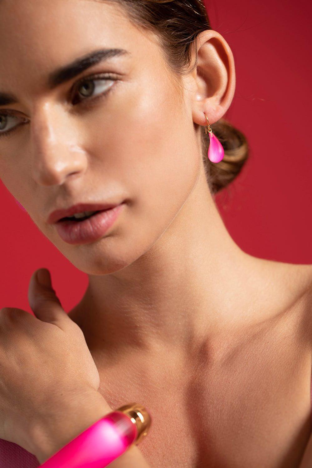 ALEXIS BITTAR-Lucite Dewdrop Earrings - Neon Pink-NEON PINK