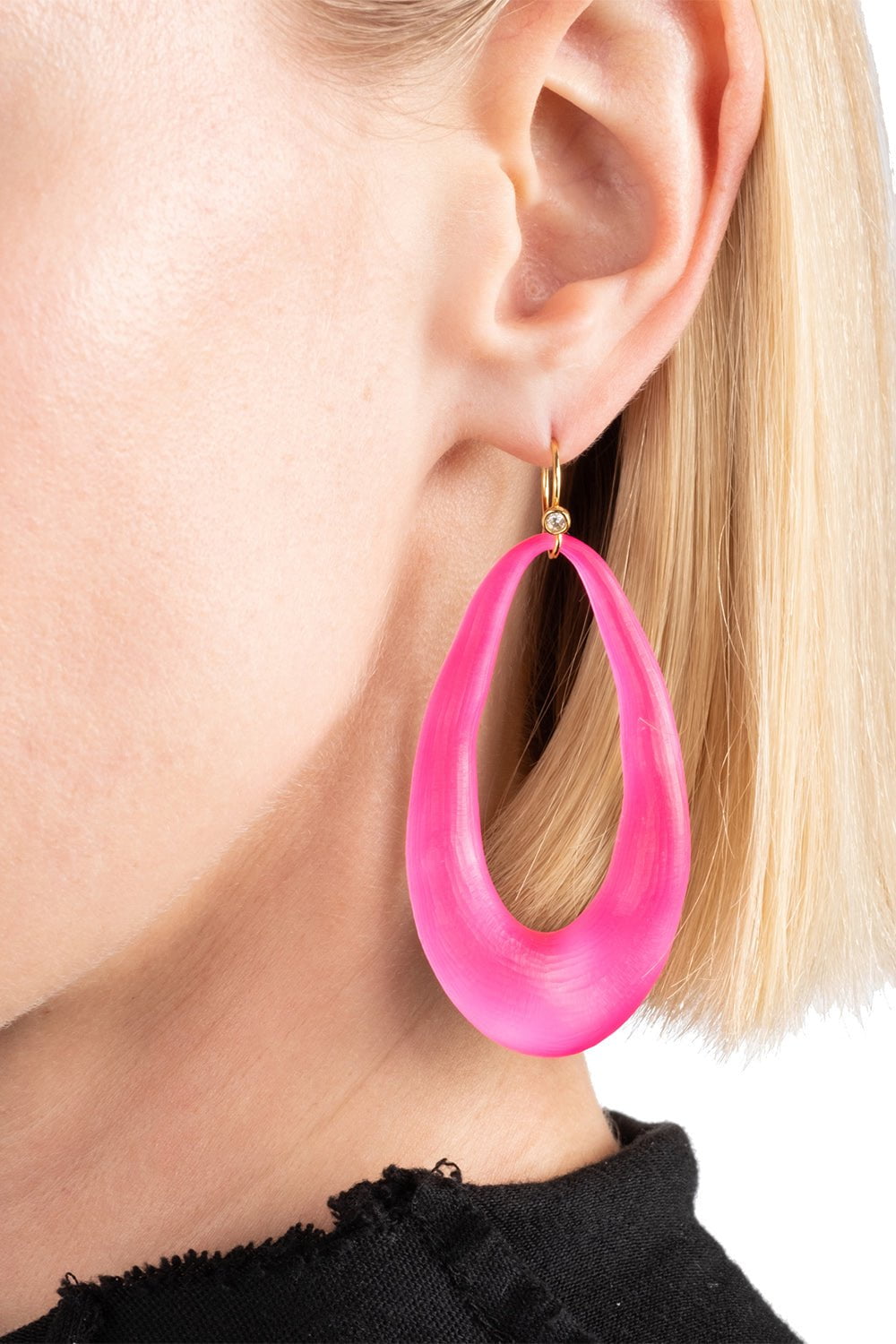 ALEXIS BITTAR-Lucite Link Wire Earrings - Neon Pink-NEON PINK