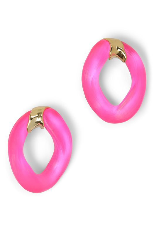 ALEXIS BITTAR-Lucite Molten Curb Link Earrings - Neon Pink-NEONPINK