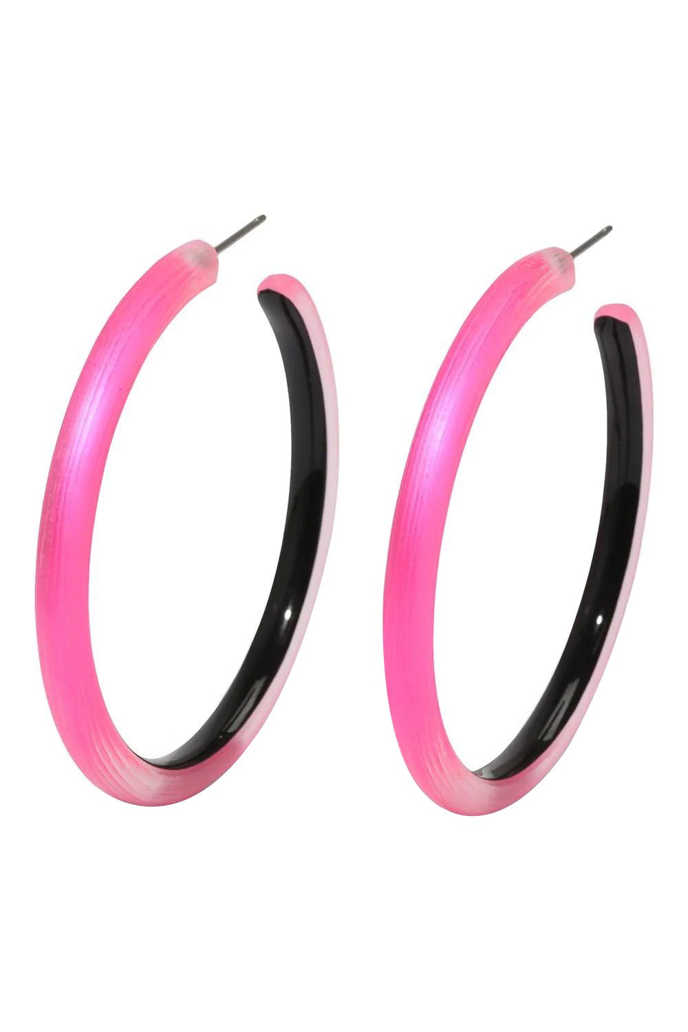 ALEXIS BITTAR-Skinny Lucite Hoop Earrings - Pink-NEONPINK